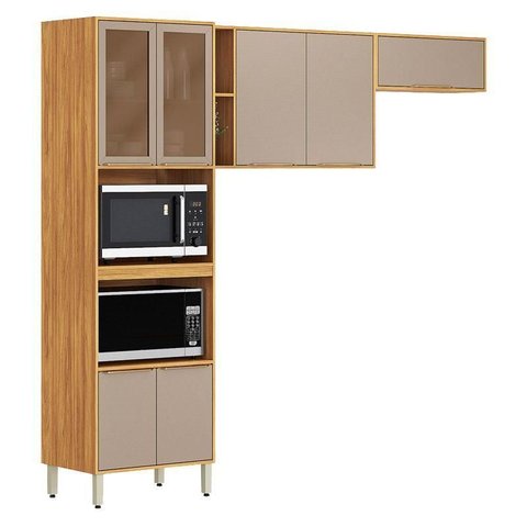 Cozinha Modulada Plena 3 Peças Torre Quente Cinamon Nude Prime Tx - Demóbile