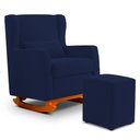 Ver imagem 1 de Poltrona de Amamentação e Descanso Zoe com Base Balanço e Puff Suede Azul Marinho - Desk Design