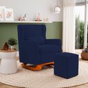 Ver mais imagens de Poltrona de Amamentação e Descanso Zoe com Base Balanço e Puff Suede Azul Marinho - Desk Design