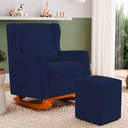 Ver imagem 2 de Poltrona de Amamentação e Descanso Zoe com Base Balanço e Puff Suede Azul Marinho - Desk Design