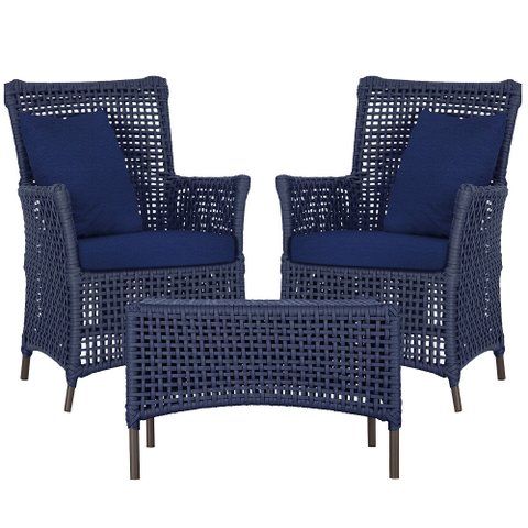2 Poltronas e 1 Mesa Igapó em Alumínio Pintura Marrom Corda Náutica Estofado 10
