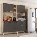 Ver imagem 2 de Kit Cozinha Compacta Completa 7 Portas Armário Avena/ Grafito