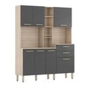 Ver imagem 1 de Kit Cozinha Compacta Completa 7 Portas Armário Avena/ Grafito