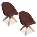 Ver imagem 1 de Kit 02 Poltronas Cadeira Giratória Bela Suede Base de Madeira - Pallazio Marsala