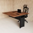 Ver imagem 1 de Mesa Auxiliar Dupla de Plataforma de Acoplar para Escritório com Estrutura Metálica 120cm Corporate Nogal Com Preto