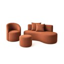 Ver imagem 2 de Conjunto 01 Poltrona + Sofá e 1 Puff Curvo Orgânico Nature Gaia Boucle Terracota - Montanaris Decor