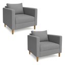 Ver imagem 1 de Kit 02 Poltronas Decorativa Milena Linho Cinza Pés de Madeira - Pallazio
