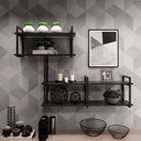 Ver imagem 5 de Nicho Suspenso Decorativo com Prateleira Organizador Moderno com Suporte Preto e Mdf Preto