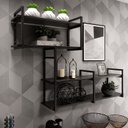 Ver imagem 3 de Nicho Suspenso Decorativo com Prateleira Organizador Moderno com Suporte Preto e Mdf Preto