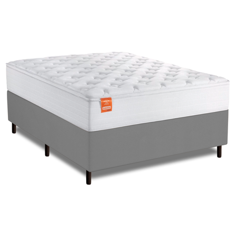 Cama Box Colchão Casal Molas Ensacadas Real 138x188x65cm Branco / Cinza Inducol