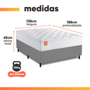 Ver imagem 4 de Cama Box Colchão Casal Molas Ensacadas Real 138x188x65cm Branco / Cinza Inducol
