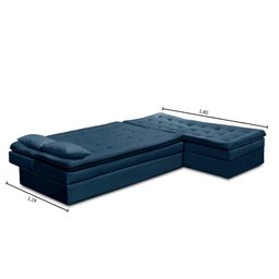 Sofá Cama King 5 Lugares 2,70m Alice Suede Azul Adonai Estofados - 6
