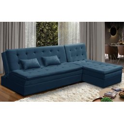 Sofá Cama King 5 Lugares 2,70m Alice Suede Azul Adonai Estofados - 1