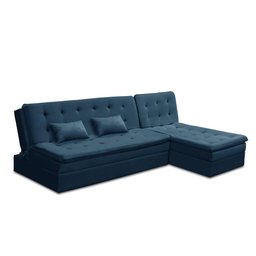 Sofá Cama King 5 Lugares 2,70m Alice Suede Azul Adonai Estofados - 2