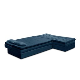Sofá Cama King 5 Lugares 2,70m Alice Suede Azul Adonai Estofados - 4