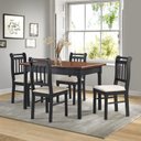 Ver imagem 1 de Conjunto Sala de Jantar Com 4 Cadeiras Madeira Maciça Mv Outlet Preto e Mel