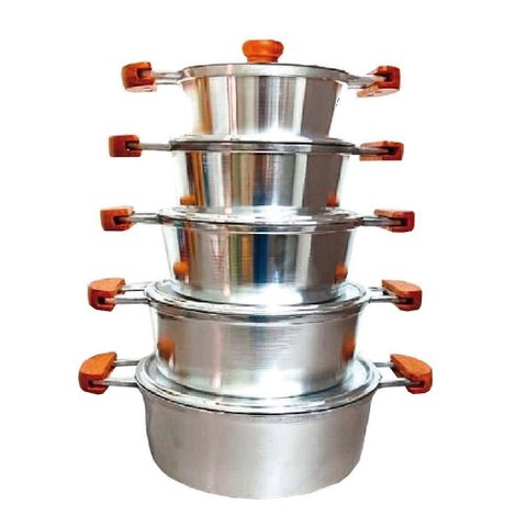 Jogo 5 Panelas Alumínio Batido Fundido Tampa Pesada Extang