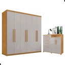 Ver imagem 3 de Conjunto Guarda Roupa e Cômoda Lótus Naturalle Off White MDF MDP Bege Framar