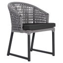 Ver imagem 1 de 1 Cadeira Noronha Aluminio Micro Pintura Preta, Tr. Telinha Corda Nautica Grafite, Estofado - Preto