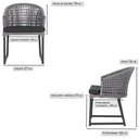 Ver imagem 2 de 1 Cadeira Noronha Aluminio Micro Pintura Preta, Tr. Telinha Corda Nautica Grafite, Estofado - Preto