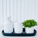 Ver imagem 4 de Bandeja preta + vaso branco + porta sabonete/porta escova