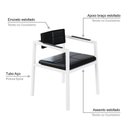 Ver imagem 3 de Poltrona Noah Fixa C/4 Pés 78 X 60,5 X 60,5 Cm Pés Brancos. Courino Preto Courino Preto