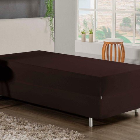 Jogo de Cama Solteiro Nobre 2 Peças Luva de Box 55cm de Altura Malha 100% Algodão - Marrom