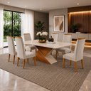 Ver imagem 1 de Conjunto Sala de Jantar 6 Lugares Retangular Tampo de Vidro/MDF Eleganza