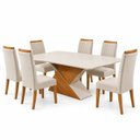 Ver imagem 2 de Conjunto Sala de Jantar 6 Lugares Retangular Tampo de Vidro/MDF Eleganza
