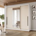 Ver imagem 1 de Guarda Roupa Casal 220cm 3 Portas de Correr com Espelho 240854 Valência Politorno Móveis