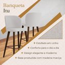 Ver imagem 3 de Banqueta para Bancada Itu Assento em Linho com Encosto Bege Madeira Maciça