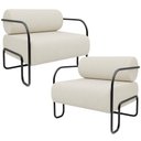 Ver imagem 1 de Kit 02 Poltronas Decorativa Pés Industrial Moscou K01 Linho Champagne - Lyam Decor