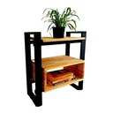 Ver imagem 1 de Criado Organizador Mesa de Cabeceira Nicho Prateleira Madeira Suporte Decorativo Multiuso Estilo Ind