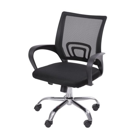 Cadeira Giratória Baixa Office Tok Preto Base Rodízio Cromado