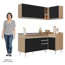 Ver imagem 5 de Armário de Cozinha Modulado de Canto Esquerdo 4 Peças Cp48 com Pia Inox Castanho/preto - Lumil Lumil