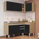 Ver imagem 2 de Armário de Cozinha Modulado de Canto Esquerdo 4 Peças Cp48 com Pia Inox Castanho/preto - Lumil Lumil