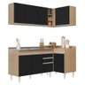 Armário de Cozinha Modulado de Canto Esquerdo 4 Peças Cp48 com Pia Inox Castanho/preto - Lumil Lumil - 1