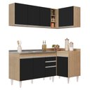 Ver imagem 1 de Armário de Cozinha Modulado de Canto Esquerdo 4 Peças Cp48 com Pia Inox Castanho/preto - Lumil Lumil