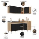 Ver imagem 3 de Armário de Cozinha Modulado de Canto Esquerdo 4 Peças Cp48 com Pia Inox Castanho/preto - Lumil Lumil