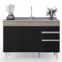 Ver imagem 7 de Armário de Cozinha Modulado de Canto Esquerdo 4 Peças Cp48 com Pia Inox Castanho/preto - Lumil Lumil