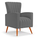 Ver mais imagens de Kit 02 Poltronas Decorativas Melody com Pés Palito Bouclê Cinza Escuro - Desk Design