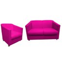 Ver imagem 1 de Kit Namoradeira + 1 Poltrona Decorativa Biane Couro Rosa Pink Pés Cromado Mz Decor