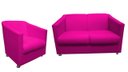 Ver imagem 1 de Kit Namoradeira + 1 Poltrona Decorativa Biane Couro Rosa Pink Pés Cromado Mz Decor