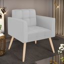 Ver imagem 1 de Poltrona Sala Decorativa Elisa Pé Palito Natural Sintético Cinza D03 - D’Rossi