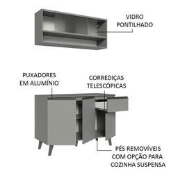 Armário De Cozinha Compacta 120cm Cinza Nice 02 Cinza - 9 Armário De Cozinha Compacta 120cm Cinza Nice 02 Cinza - 9