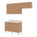 Ver imagem 2 de Cozinha Compacta 3 Peças com Armários e Balcão com Tampo Multimóveis Cr20449 Freijó Mármore