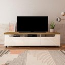 Ver imagem 3 de Rack para TV Vertice 75 Polegadas MDF MDP 1 Gaveta Pinho Off White Artely