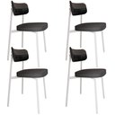 Ver imagem 1 de Kit 04 Cadeiras Estofada para Sala de Jantar Astrid Branco C01 Linho Preto Courino Preto - Lyam