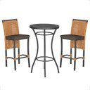 Ver imagem 1 de Mesa Bistrô e 2 Banquetas Roma Preta Corda Estofado 9 Trama Terra Cota