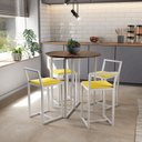 Ver imagem 1 de Conjunto Mesa Redonda Imbuia 4 Cadeiras Pequena Estofado Industrial White